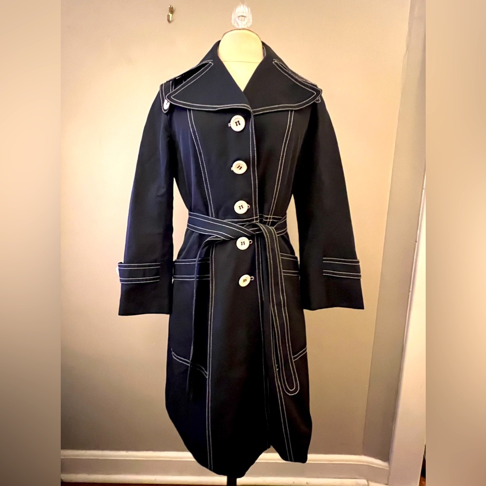 Women’s Yoana Batachi black trench coat Size 10 NWOT